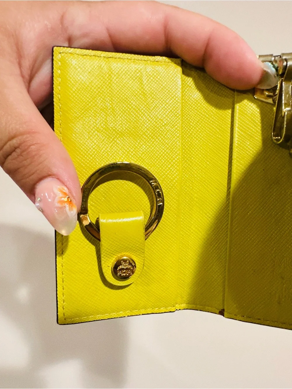 MCM Cognac Monogram Leather Key-holder